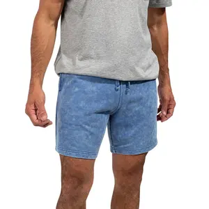 Pantaloncini Casual da uomo di nuovo Design da 7 pollici con Logo personalizzato pantaloncini in felpa con motivo simile al Denim pantaloncini da Weekend in cotone da uomo