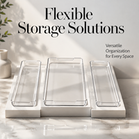 Boîte de rangement transparente en PET, 3 pièces, avec double poignée ouverte, étui d'emballage en plastique transparent pour gadgets, bibelots, petites pièces