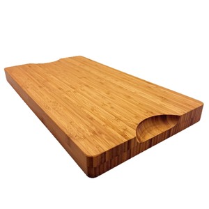 Planche à découper en bambou 50x27x3.8cm rectangulaire avec rainure de drainage double face pour usage en cuisine - Product Image 2