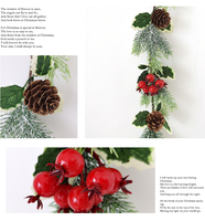 Guirlande de baies rouges de Noël en plastique faite à la main, longueur 100 cm, personnalisable pour la décoration murale de la maison