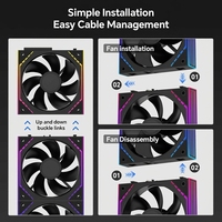 Ventilateur de refroidissement pour boîtier PC X3 120*120*25mm ARGB à pales inversées 1500RPM PWM 5W 232dBA Silencieux avec chaînage en série et effet miroir infini à roulement fluide