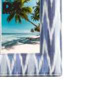 Cadre photo 4x6 5x7 imprimé Ikat bleu et blanc, cadre photo en toile enveloppée de tissu, présentoir de table, décoration intérieure bohème côtière