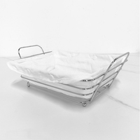 Panier de rangement ouvert pour pain Panier de bureau en métal métallique à deux poignées avec doublure en toile