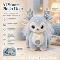 Peluche XDT AI Cerf Rêveur Anime, Matière Polyester Ultra Douce, Rembourrage Coton PP, Taille 11-30cm, Idéale pour Sacs et Cadeaux de Fête