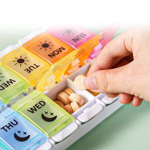 Еженедельная коробка для таблеток для витаминных лекарств, вращающийся дорожный контейнер для таблеток, 14 отделений, большой 7-дневный органайзер для таблеток - Product Image 3