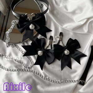 Collier en cuir avec nœud TBow, laisse, BDSM, bondage, collier érotique, jouet sexuel, SM, esclave, cosplay, ensemble de restraints, jeu de rôle - Product Image 2