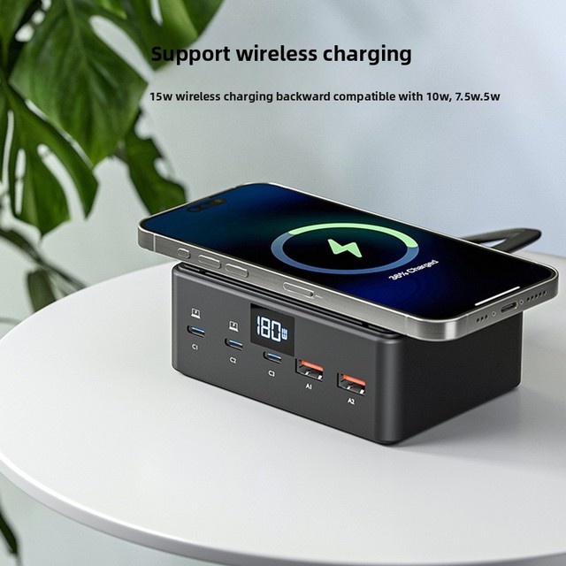 190W 5 Ports USB Multi-Hole Socket Fast Charging HUB Station Multi-Port GAN Charger Adapter for Mobile Phones and Tablets
