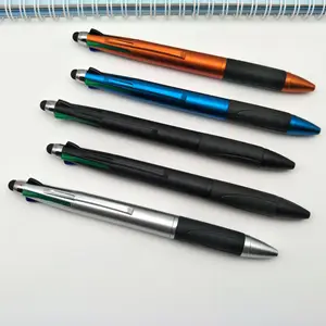 BECOL Promotion 4 in 1 Multifunktion stift 4 Farben Kunststoff kugelschreiber mit Stift Touchscreen