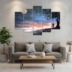 Couple Under Stars: Elegant Printed <b>Canvas</b> <b>Wall</b> Art for Modern Decor,SET OF 5 MIX <b>CANVAS</b> - Product Image 3