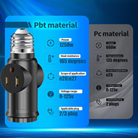 Adaptateur de prise de lumière à prise E26/E27 2/3 Prong Convertisseur de prise d'ampoule