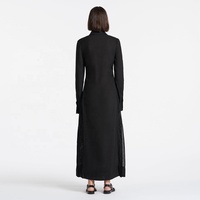 Robe longue grande taille pour femme en coton et lin uni à manches longues, robe ample à simple boutonnage pour dame élégante fente robes décontractées