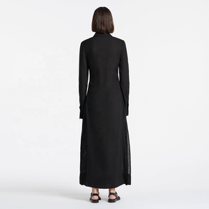 Maxi abito donna <span class=keywords><strong>taglie</strong></span> <span class=keywords><strong>forti</strong></span> in cotone tinta unita manica lunga ampio monopetto per donna eleganti <span class=keywords><strong>abiti</strong></span> Casual a spacco - Product Image 4