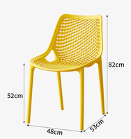 Nouvelle chaise sans accoudoirs en plastique épaissi, style design, dossier creux, minimaliste, empilable, pour salle à manger, extérieur, jardin et loisirs