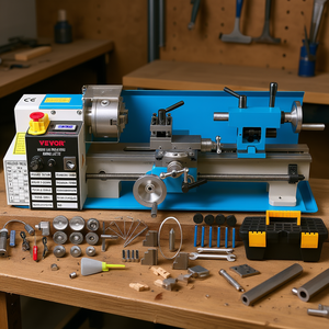 Torno Manual de Precisión Vevor Mini 7X14 Pulgadas 550W, Máquina de Torneado de Metal y Madera, Herramienta de Banco 100-2000 RPM, Husillo MT2 - Product Image 2