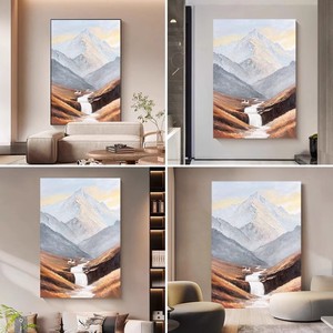 Hand Painted Oil Painting Golden Mountains Landscape Large Size Modern Minimalist Living Room Sofa Background Wall Art Decor - Product Image 4