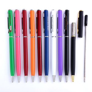 Bouton stylo en métal + stylo à bille à tête plate peut imprimer LOGO stylo publicitaire pour hôtel - Product Image 4