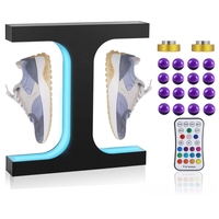 Soporte de exhibición de levitación acrílica con luces LED Estante de exhibición de zapatos giratorio magnético Exhibición de zapatos flotantes de levitación
