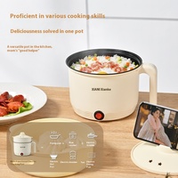 Petite casserole électrique multifonctionnelle, mini, 2L, acier inoxydable, contrôle automatique du thermostat, revêtement antiadhésif, couvercle en verre trempé