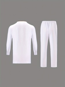 Ensemble ethnique pour hommes africains XS-2XL, chemise à col, manches courtes, chemise à simple boutonnage avec poches, pantalon uni, style Dashiki - Product Image 6