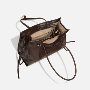 Sacs fourre-tout en PU de haute qualité, durables, grande capacité, avec fermeture éclair, imperméables, sacs à main de luxe pour ordinateur portable, sacs à main <span class=keywords><strong>vintage</strong></span> en <span class=keywords><strong>cuir</strong></span> souple pour femmes - Product Image 3