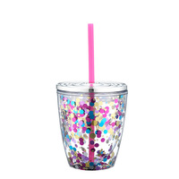 Gobelet à double paroi en plastique avec paillettes, forme d'œuf, réutilisable, avec paille, pour fêtes, qualité alimentaire, pour boissons froides, tasse de voyage, logo personnalisé