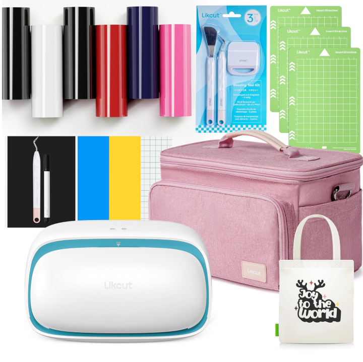 Likcut S501 Vinyl Cutter Machine Portable Graph Plotter- Heat Transfer Creator Bundle With Carrying Case & Accessories