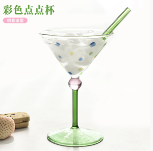 彩色圆点奢华家用葡萄酒鸡尾酒杯，带有月亮布宜诺斯艾利斯图案，适合派对场合 - Product Image 3