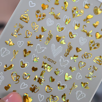 Laser Gold Love Valentijnsdag DIY Nail Art Sticker Abstract Slider Design Sliders 3D zelfklevende Nail Art Supplies