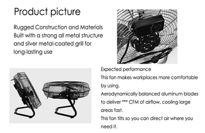 Krachtige metalen staande ventilator met verbeterde motor, 16, 18, 20 inch, hoge snelheid, 3 standen, draagbare commerciële koelventilator - Product Image 3