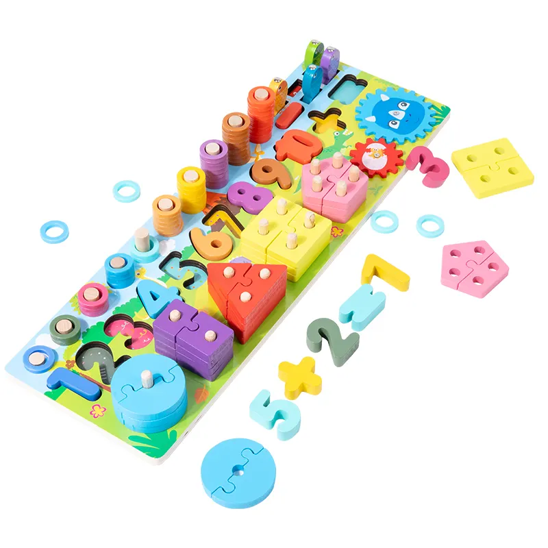 2023 New Kids Shape Matching Toys Funny Magnetic Wooden Fishing Game Children Learning Math Toys
