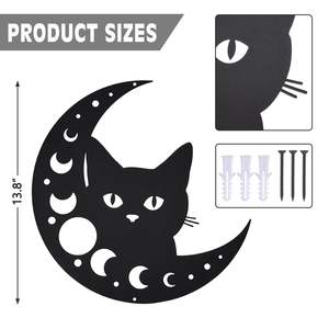 งานศิลปะติดผนังรูปแมวโลหะ ลายซ่อนหา ลายดวงจันทร์ ของตกแต่งผนังห้องนั่งเล่น ห้องน้ำ ห้องครัว สำนักงาน สวน ของตกแต่งแขวนผนัง ของขวัญสุดพิเศษ - Product Image 5