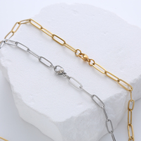 Colliers Chaîne Maille Trombone en Acier Inoxydable Plaqué Or 18 Carats Ne Ternissant Pas