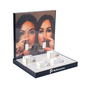 Tùy chỉnh sang trọng cơ sở và backboard, cả hai đều được trang bị đèn LED Acrylic hiển thị mỹ phẩm đứng - Product Image 3