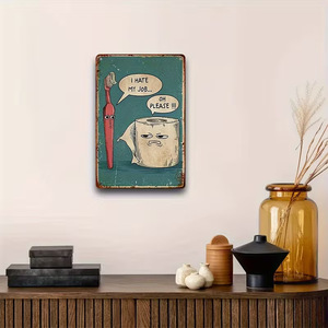 Divertente targa in metallo con citazione per il bagno, decorazione da parete vintage con la scritta "I Hate My Job" per il bagno di casa - Product Image 2