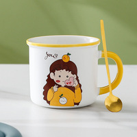 400ml mignon matin tasse à café en céramique avec couvercle heureux sourire ours motif ménage Latte lait thé tasse garçons filles enfants boîte-cadeau