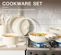 Ensemble de 5 casseroles modernes en pierre de Maifan, en aluminium, compatibles gaz et induction, à fond plat, antiadhésives, durables, avec couvercles en verre/silicone