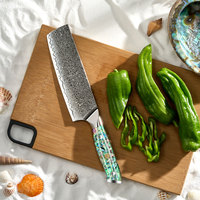 Couteau Nakiri japonais au design original, en acier Damas 67 couches, fait main, manche en résine d'ormeau, couteau de cuisine tranchant pour légumes