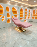 Table de massage électrique rose de luxe pour spa, salon, soins médicaux, esthétique, soins du visage, lit de beauté pour cils