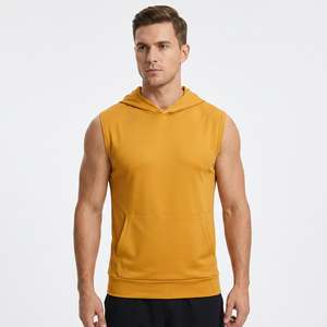 Nouveau Débardeur Homme 2026 en Polyester/Coton à Capuche Style Hip Hop, Coupe Ajustée, Décontracté, Sportif, Sans Manches pour Hommes d'Âge Moyen avec Logo Personnalisé - Product Image 1