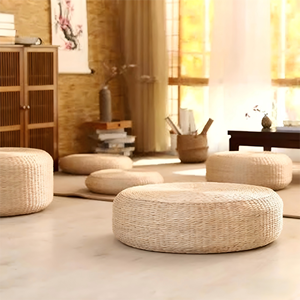 Cojín Zafu de Paja Tejida a Mano Estilo Japonés, Relleno de EPE, Asiento de Meditación y Oración, Almohadilla para Ventanal Tatami, Personalizable - Product Image 3