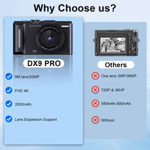 كاميرا رقمية احترافية مزودة بشاشة دوارة IPS مقاس 3 بوصات ، نظارات فيديو بدقة 4K للتكبير والتكبير ببطارية 50 ميجابكسل/ساعة - Product Image 3