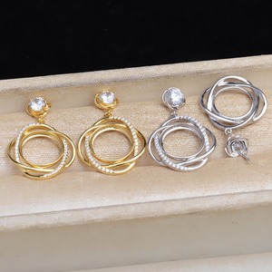 DIY Simple 5596 Fried Dough Twists Earrings Empty Holder for 6.5-7mm <b>Loose</b> <b>Pearls</b> <b>Pearl</b> Sleeve Chain Set - Product Image 1