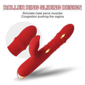 5 schiaffi clitoride stimolazione vaginale si muove su e giù scivolando coniglio spinta vibratore Dildo giocattoli sessuali per le donne - Product Image 4