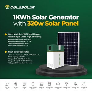 Cola 1000Wh Portable Solar 200W Pure Sine Wave Output MPPT Energy Storage System Home Emergency/Outdoor - Product Image 2