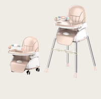 Chaise haute multifonctionnelle pour bébé avec ceinture de sécurité, assiette pour enfants, jouets, table à manger, plastique, hauteur réglable