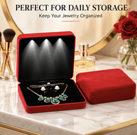 Boîte à bijoux personnalisée avec logo, vente en gros directe d'usine, grande boîte à bijoux avec éclairage LED pour bagues, boucles d'oreilles, colliers, coffret de rangement et de présentation de bijoux
