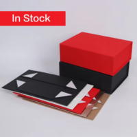 Boîtes en papier magnétiques de luxe Boîte d'emballage cadeau magnétique noire pliable avec couvercle magnétique