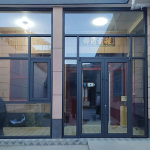<span class=keywords><strong>Puerta</strong></span> de Entrada Doble de Aluminio para Edificio Comercial o Casa, Estilo Chino con Vidrio Templado, Tipo KFC - Product Image 3