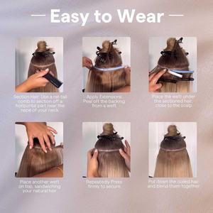 European Remy Virgin Real <b>Human</b> <b>Hair</b> <b>Extensions</b> High Quality Invisible Machine Double Weft Tape <b>Light</b> <b>Color</b> Dyed Silky Straight - Product Image 6