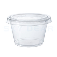 Cawan Saus 2oz Transparan Sekali Pakai PLA Biodegradable Ramah Lingkungan Kemasan Saus Deli Cawan Kecap dengan Tutup Engsel